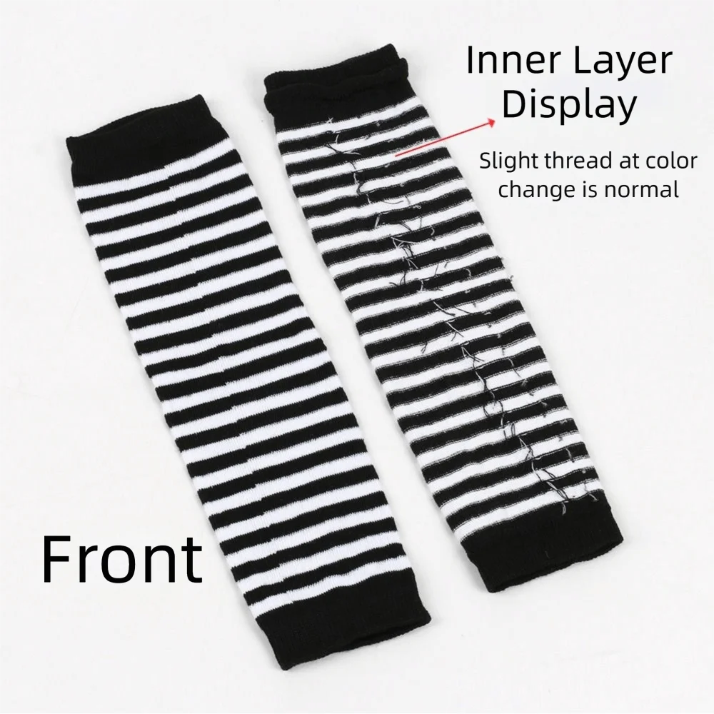 قفاز كلاسيكي ناعم بدون أصابع طويل، غطاء للذراع مخطط، قفازات محبوكة بأكمام طويلة للأنشطة الخارجية #5