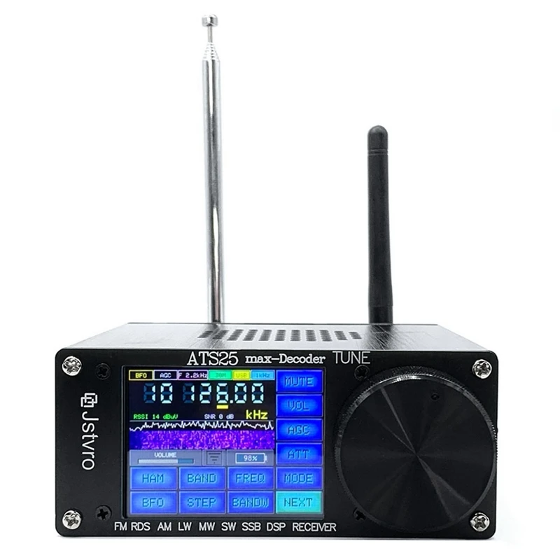 1Set SI4732 Full Radio DSP FM LW MW SW SSB Receiver 2.4 Inch Touch Screen ATS-25Max-Decoder Black