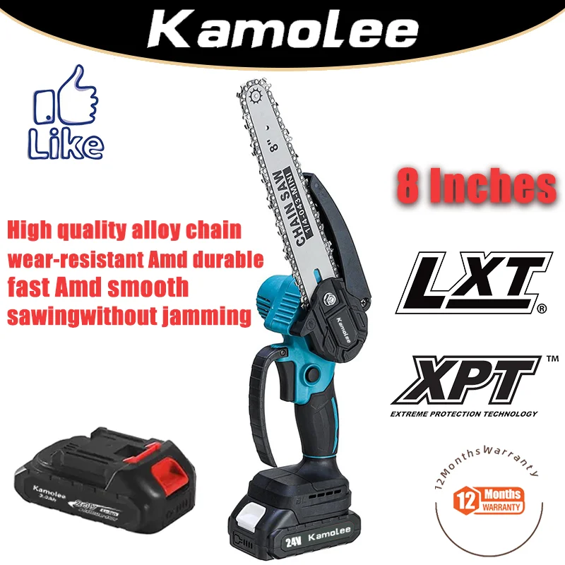 Imagem -04 - Kamolee Polegada Motosserra sem Fio 1200w Poda Bateria de Lítio Ferramenta para Trabalhar Madeira