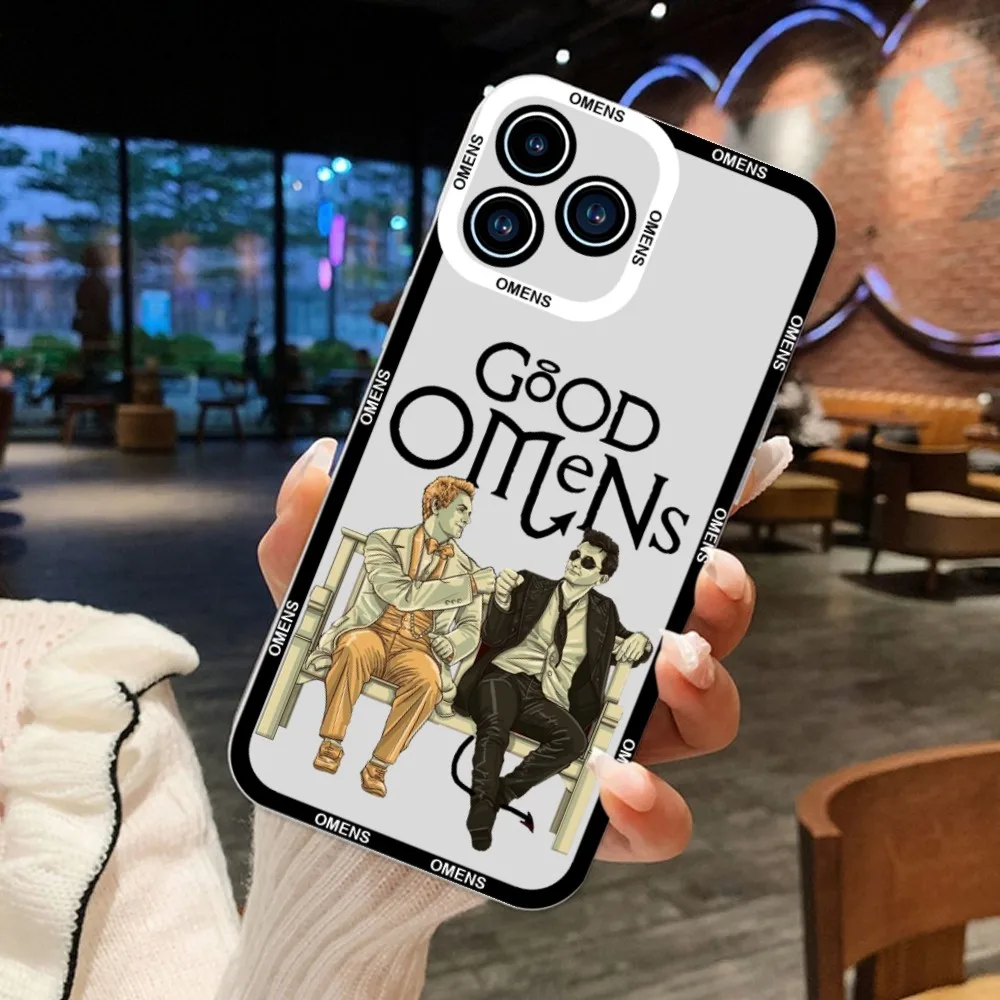 Hot TV Good Omens Phone Case For iPhone 11 12 Mini 13 14 Pro Max Transparent Shell