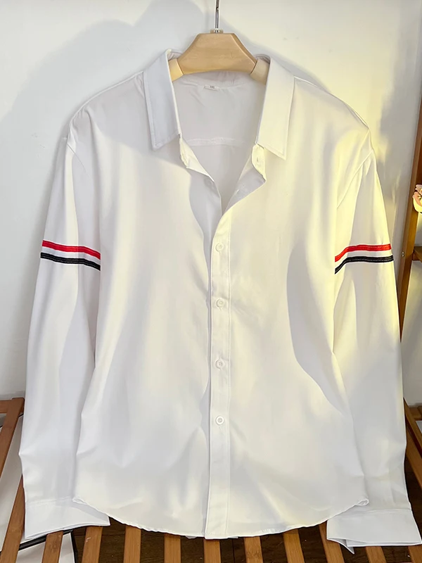 

Briti Preppy Sle Men's Long Sve irt Trendy Striped Inner Wear Casual Smart Faion Spring Autumn Season Polyester Fiber