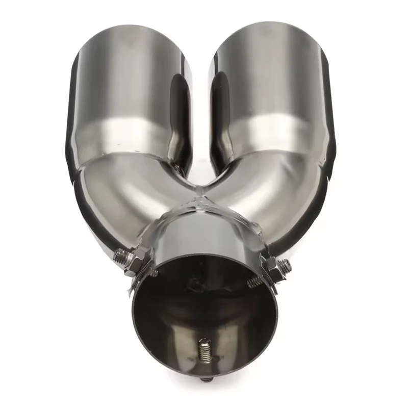 

Универсальная хромированная круглая выхлопная труба 76 мм из нержавеющей стали, наконечник глушителя автомобиля Y-типа, двойной выпуск, задняя часть автомобиля