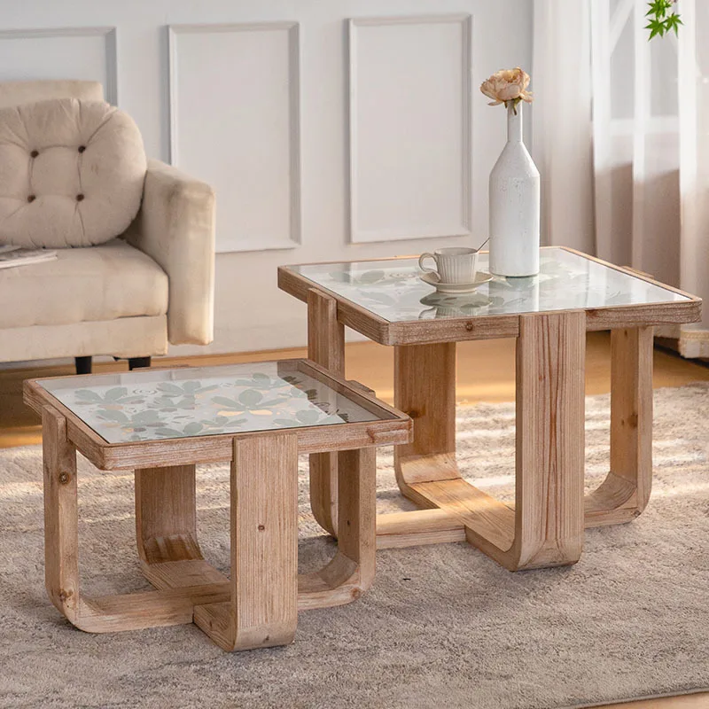 

American country living room sofa coffee table B & B retro old tea table combination coffee table small apartment household side