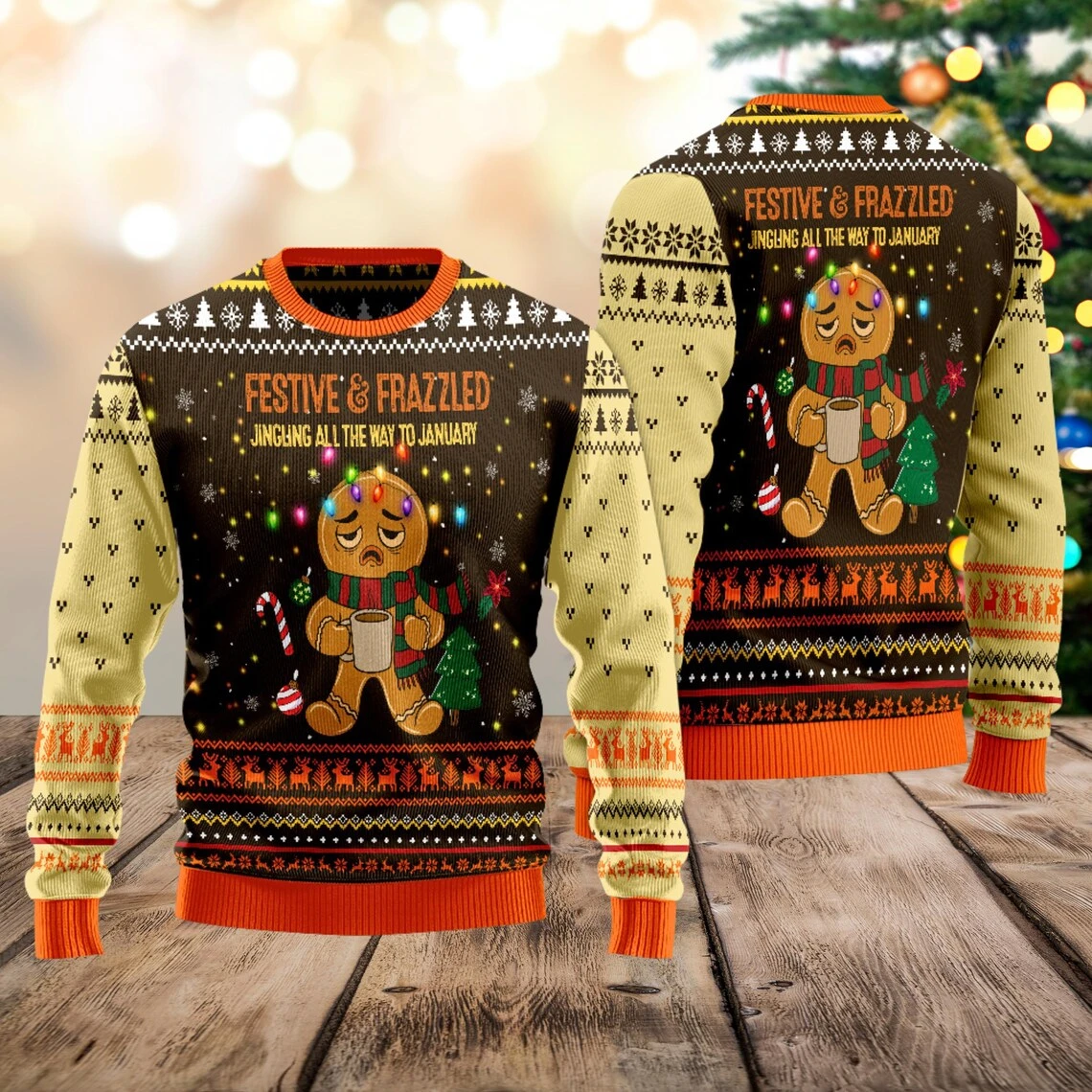 Sjov Skeleton Graphic Christmas Sweater - usage example