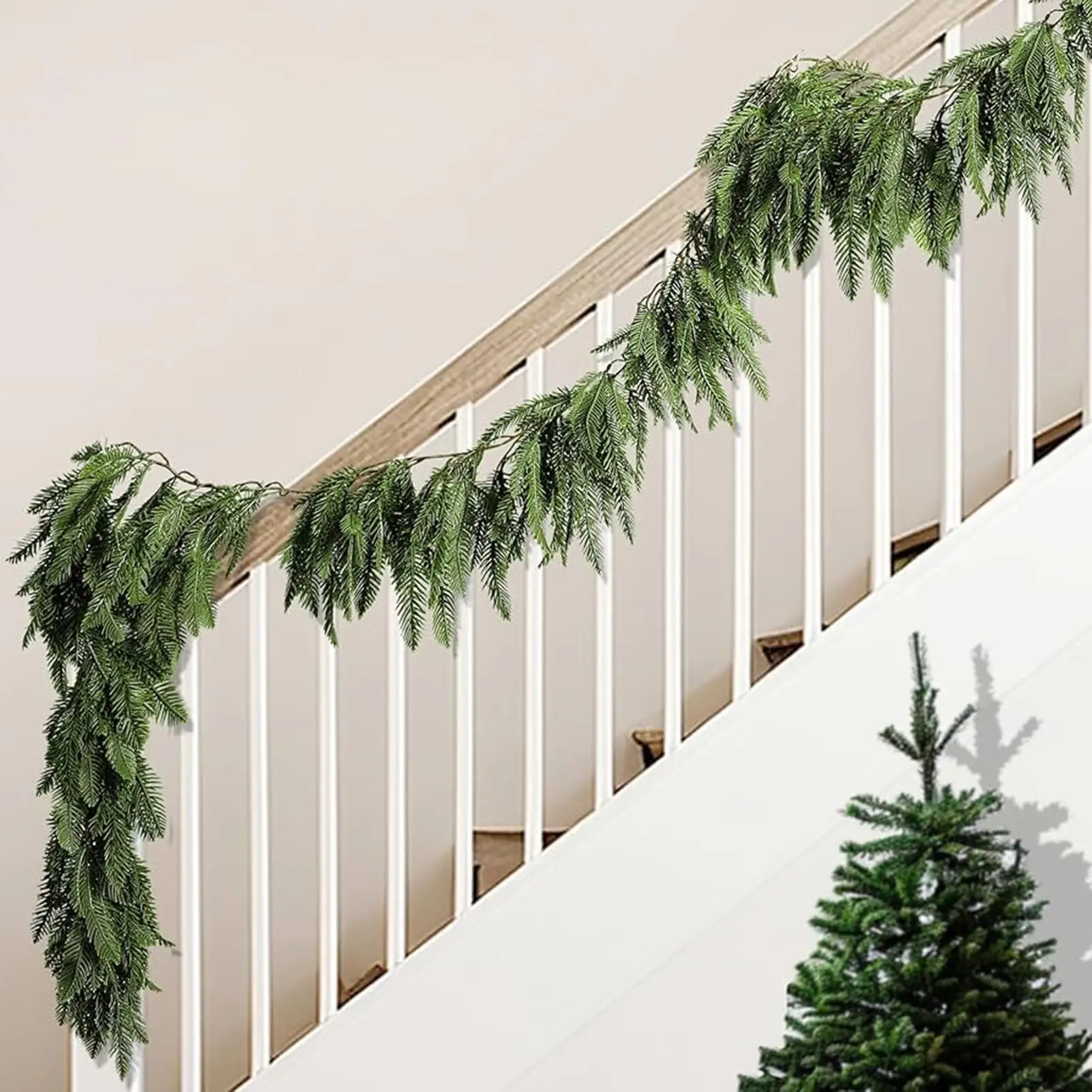 

Artificial Pine Needle Branches Realistic Christmas Greenery for Porch Patio Indoor Decor Holiday Window Wall Display Decoration