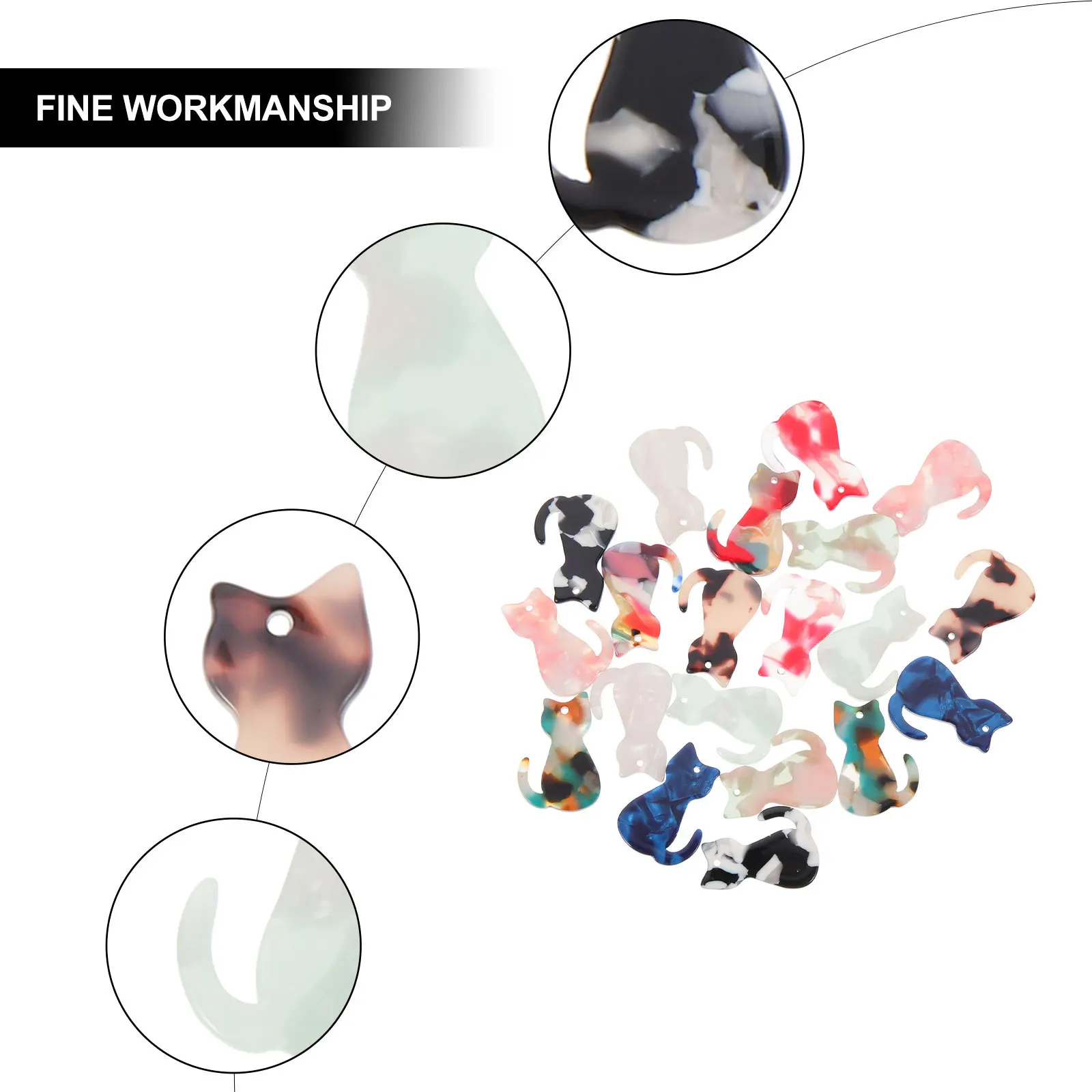 귀여운 고양이 펜던트 20개, 내구성 있는 키체인 참, 귀걸이 제작 DIY 펜던트, 가방 액세서리, 키체인 액세서리