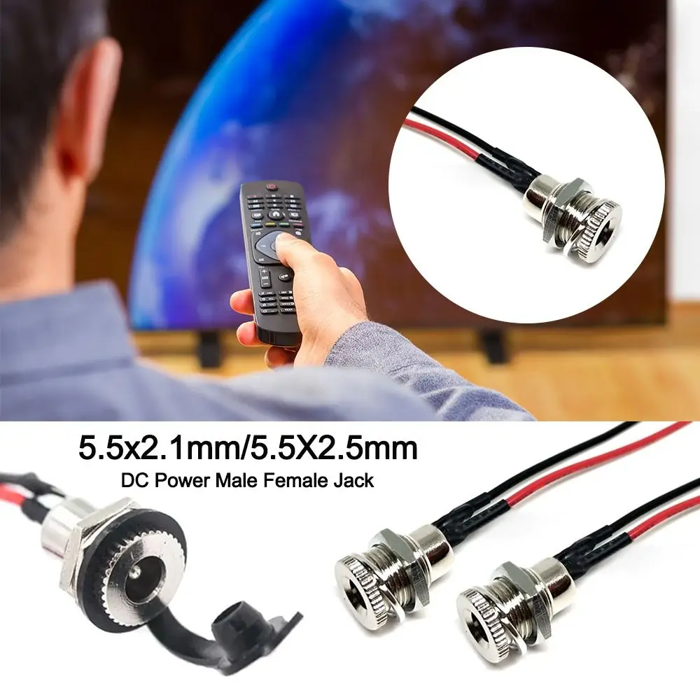 5.5x2.1mm 5.5X2.5mm DC Power Male Female Jack High Current All Metal DC Socket With Cable 10CM Charging Socket Jack