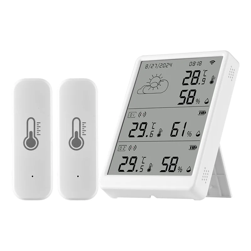 AT02-Wifi Smart Temperature Humidity Monitor With Sensor APP Remote Control Digital Temperature Humidity Sensor Voice Control