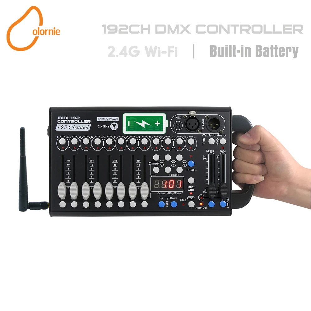 controlador dmx sem fio para mover a cabeca holofotes luz equipamento dj nova bateria 192 dmx512 console 01