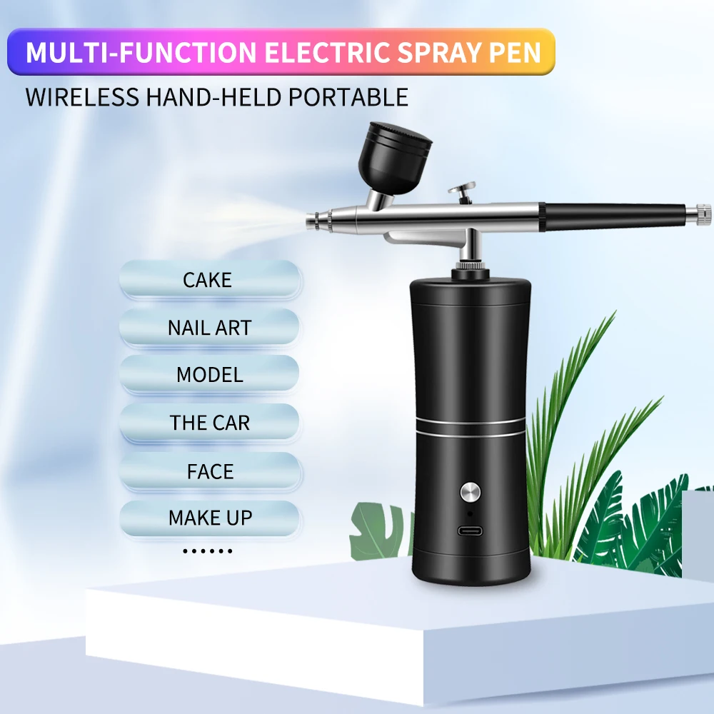 Portable Rechargeable Wireless Airbrush With Compressor Single Action Spray Gun For Face Beauty Nail Art Tattoo Craft Cake Paint