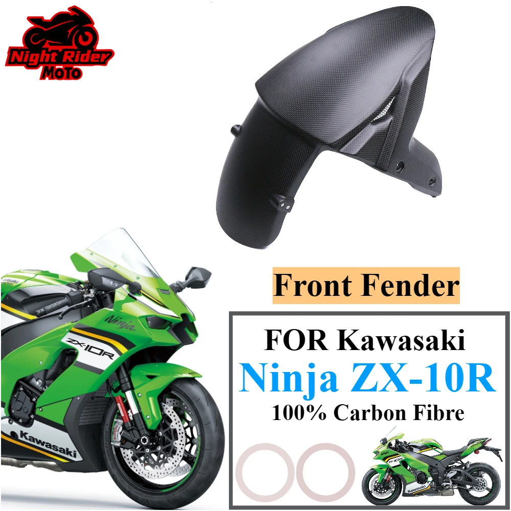 

Motorcycle Modification Accessories 100% 3K Carbon Fiber front fender，For Kawasaki Ninja ZX-10R 2021 2022 2023 2024 2025+