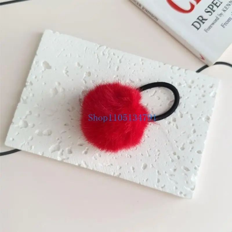 

98km Pompoms Hair Tie Furry Ball Hair Catch Ponytail Holder Strong Hold Hair Rope