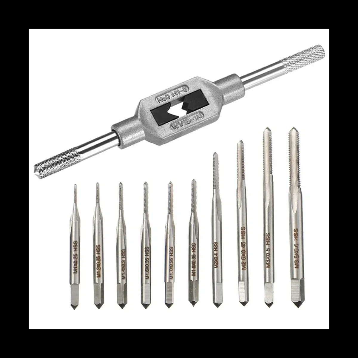 11pcs  Micro-Taps Bit Small Hand Screw Thread Taps M1-M3.5 HSS Mini Metric Plug Tap Screw Tap Drill Tapping Tool