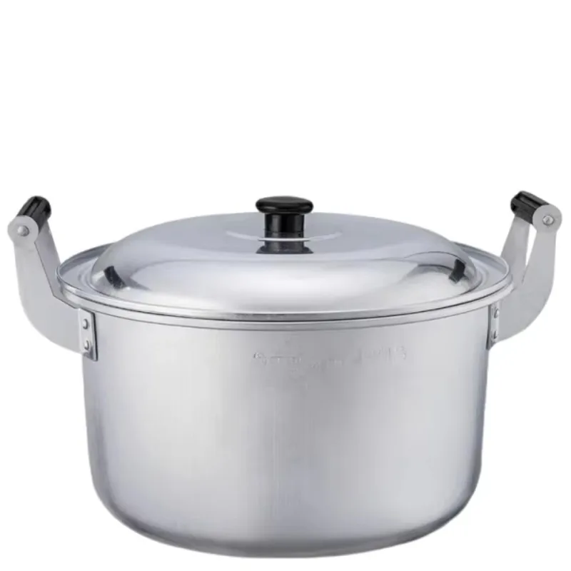Kitchen Deep Thickened Cooking Pot Die Cast Aluminum Saucepan with 2 Handles Metal Lid Large Capacity 40cm Soup Pot