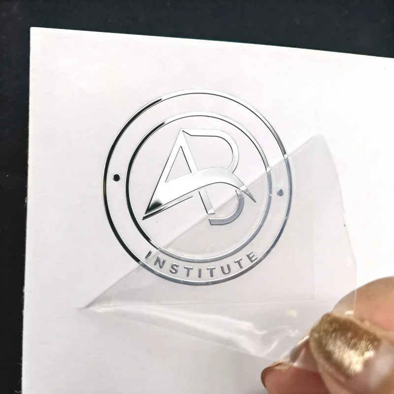custom.Custom Metal Transfer Sticker Metallic Sticker Perfume 3D Nickel Decal Label Embossed Colorfast Shiny Effect