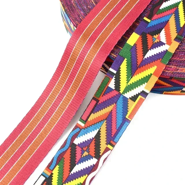 5 Meter 38 mm bedrucktes Nylongewebe Boho Taschengurt Band Handtaschengriff Ledergürtel Schrägband DIY Nähmaterial Zubehör