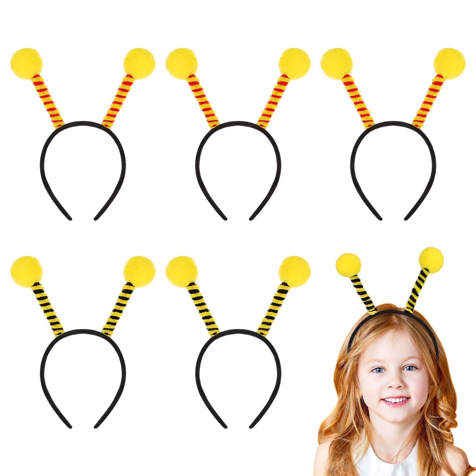 

6Pcs Animal Hair Bands Bees Styling Hair hoops Adorable Hair Accessories for Performance Party Festival