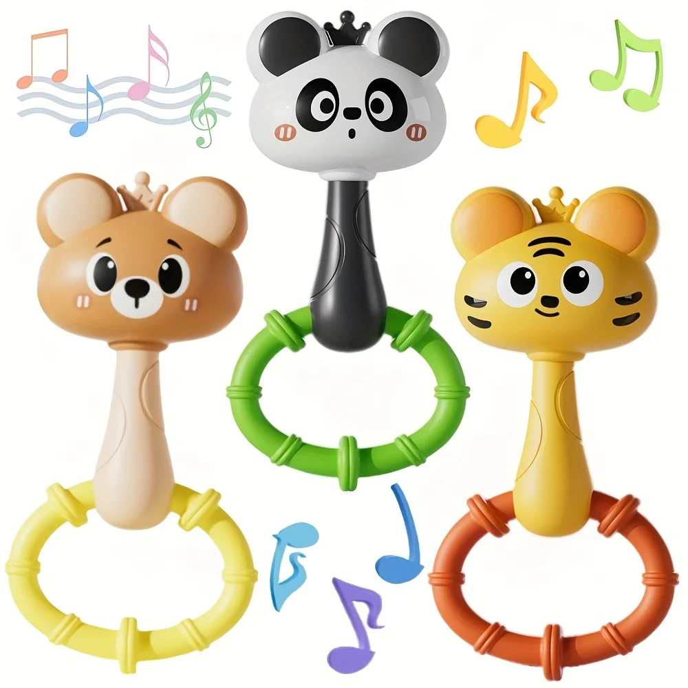 ของเล่นกระดิ่งมือหมีและเสือ - ของเล่นเสริมพัฒนาการด้านประสาทสัมผัสพร้อมเสียงเพลงและเสียง ฝึกพัฒนาทักษะการเคลื่อนไหวกล้ามเนื้อมัดเล็ก ฝึกการจับ
