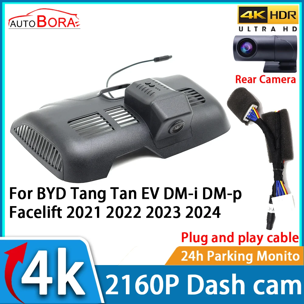 

AutoBora Car Video Recorder Night Vision UHD 4K 2160P DVR Dash Cam for BYD Tang Tan EV DM-i DM-p Facelift 2021 2022 2023 2024