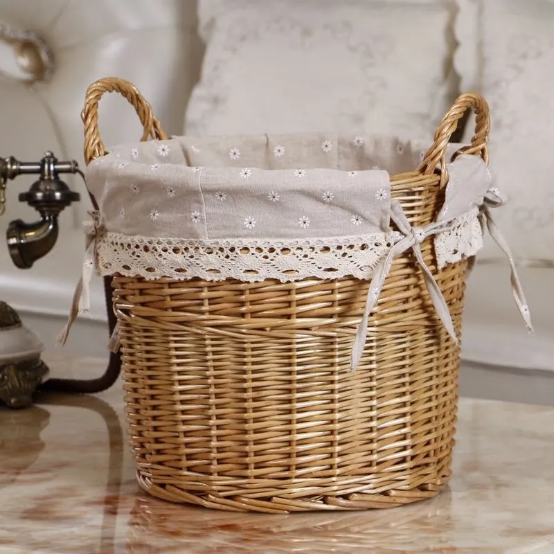 Vine woven dirty clothes basket storage bucket, bamboo woven dirty clothes laundry basket storage basket, snacks bamboo basket,