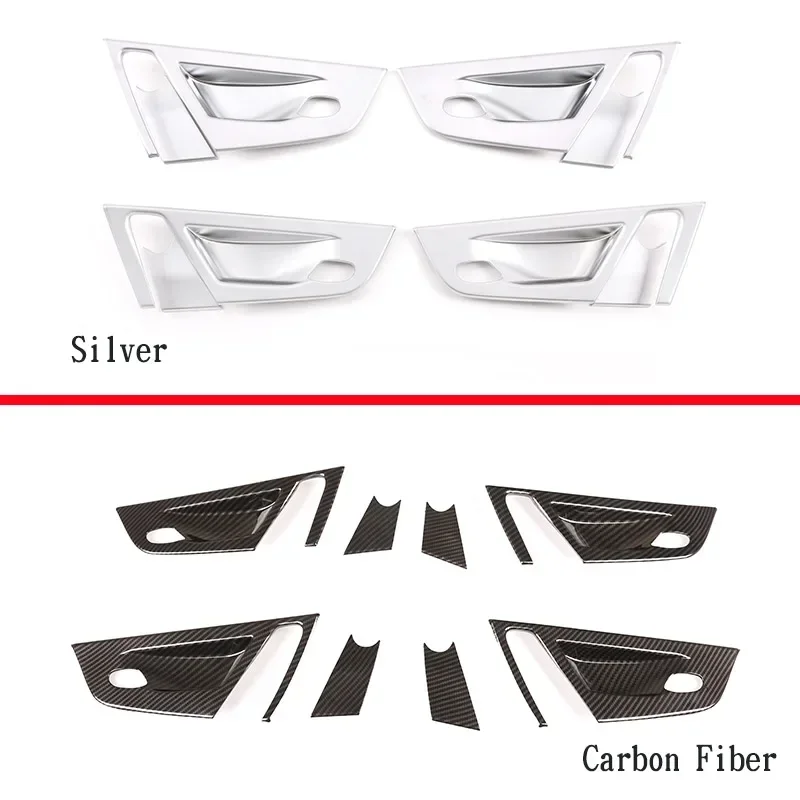 For BMW X3 E83 2006 2007 2008 2009 2010 ABS Silver/Carbon Fiber Car Interior Door Bowl Cover Trim Stickers Car Accessories