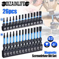 26Pcs Impact Torx Bit Set Hex Head Shank Magnetic Screw Driver Screwdriver Bit 1\