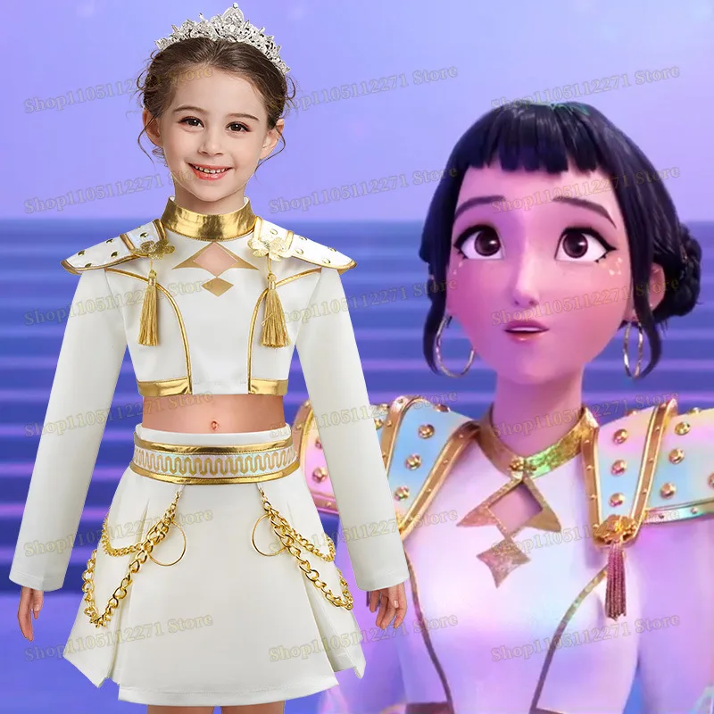 子供女の子 Kpop デーモンハンターロールプレイルミロールプレイングコスチュームセット子供のステージショーコスチュームハロウィンパーティーセット