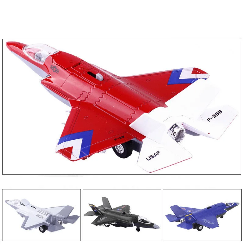 

Diecast alloy pull back F-35B stealth fighter model,1:100 aircraft model toy,simulation sound and light aircraft,free shipping