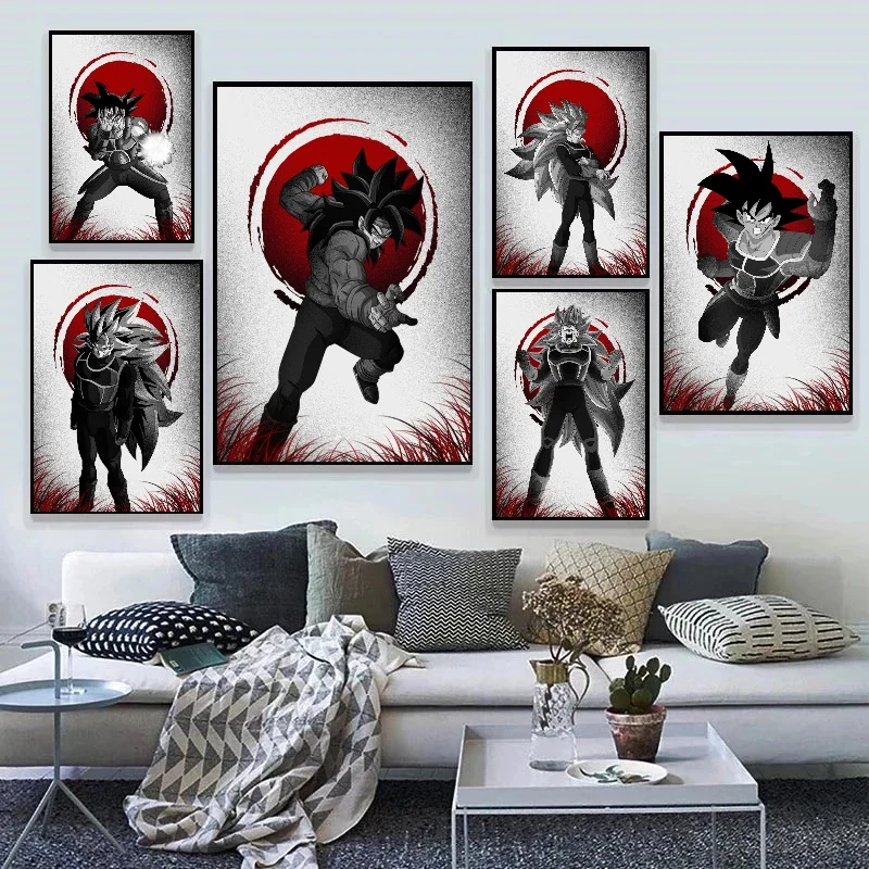 Bandai Classic Hot-blooded Anime Goku Character Poster Canvas Painting Home Decor Wall Art Picture Kids Room Custom Prints Gift