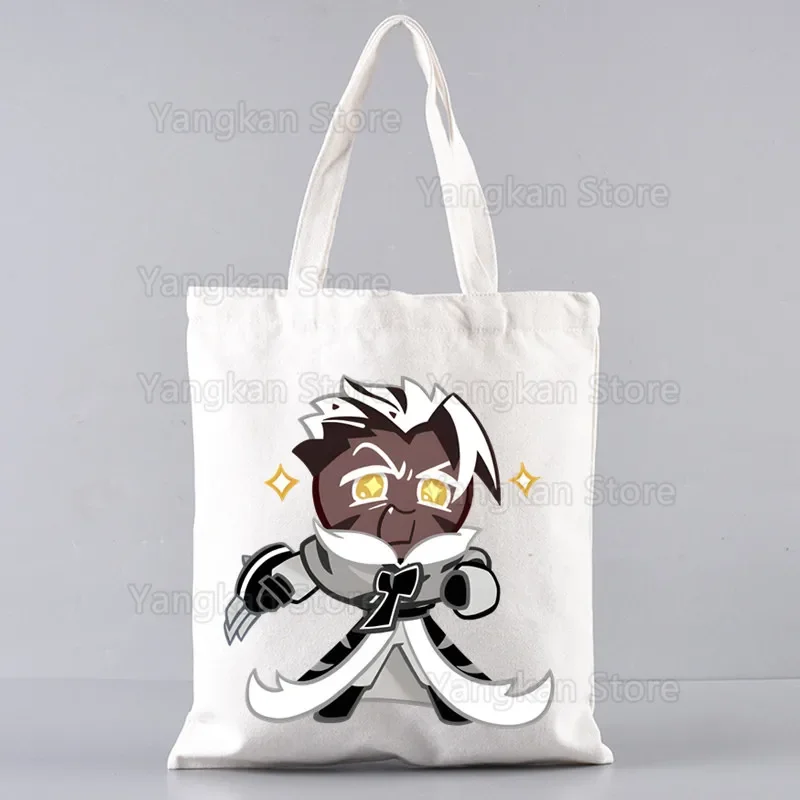 Shadow Milk Cookie Run Kingdom Handbags Canvas Tote Shopping Bags Reusable Shopping Bag Eco Foldable