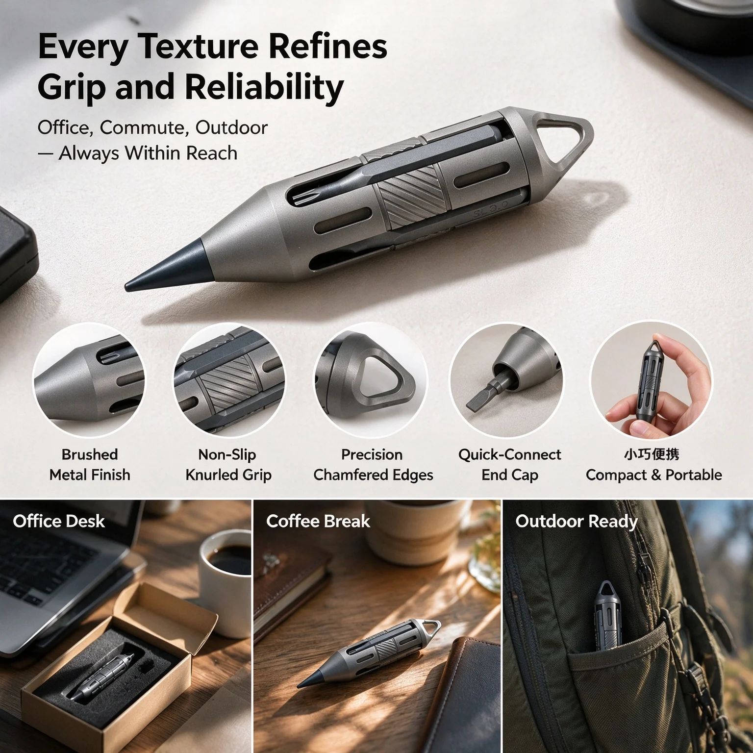 EDC Small Screwdriver Tool Portable Titanium Alloy Multi-functional Crowbar Pencil Keychain Outdoor Riding Camping Pocket Tools