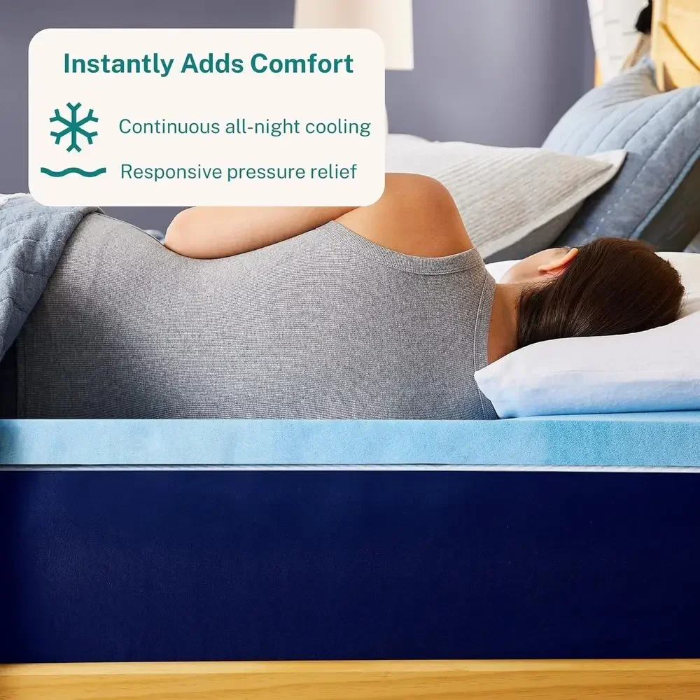 2 Inch Cooling Gel Inused Memory oam MattrTopper, King Size, Cool Comort, Medium Support
