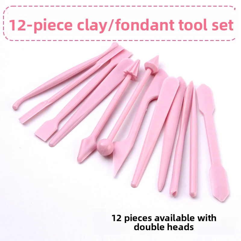 Professionelles Fondant-Kuchen-Zuckerblumen-Modellierwerkzeug DIY Weichknetmasse 12-teiliges Schnitzmesser-Formset – Detail 1