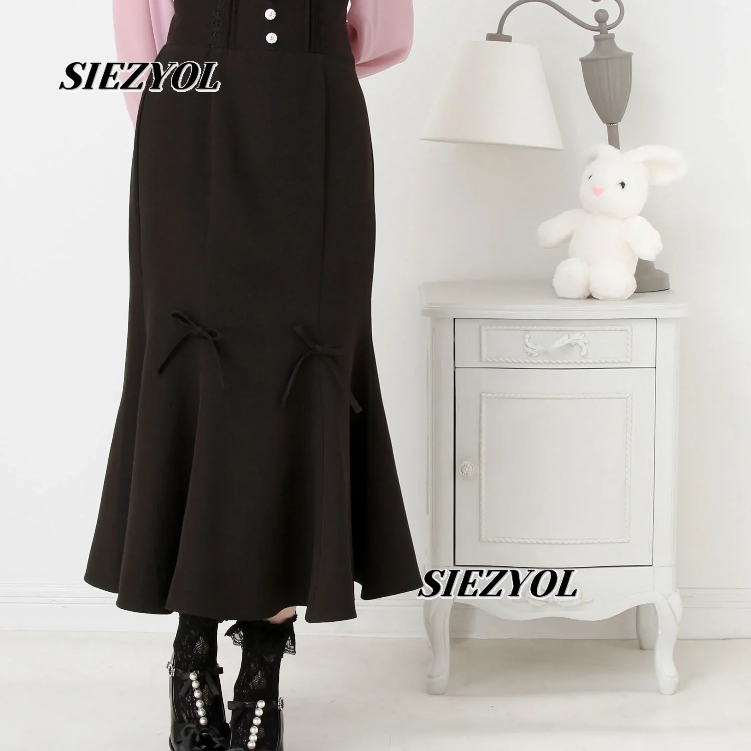 Japanese Style Exquisite Girl's Skirt Hip-covering Lace Maxi Mermaid Skirts Sweet High Waist Slimming Bows Long Skirts