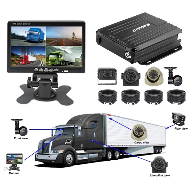 【Hot Selling】4CH Mobile Car DVR 4 Channel  Truck Interior  ing 4G   MDVR Dual SD Card Driver Recording Fleets Moni