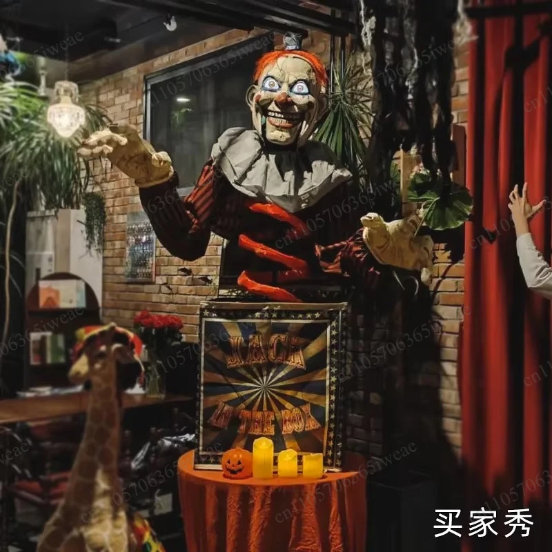 Theme Park Carnival Haunted House Props DecorationBig Clown Electric Induction Sound Glowing Clown