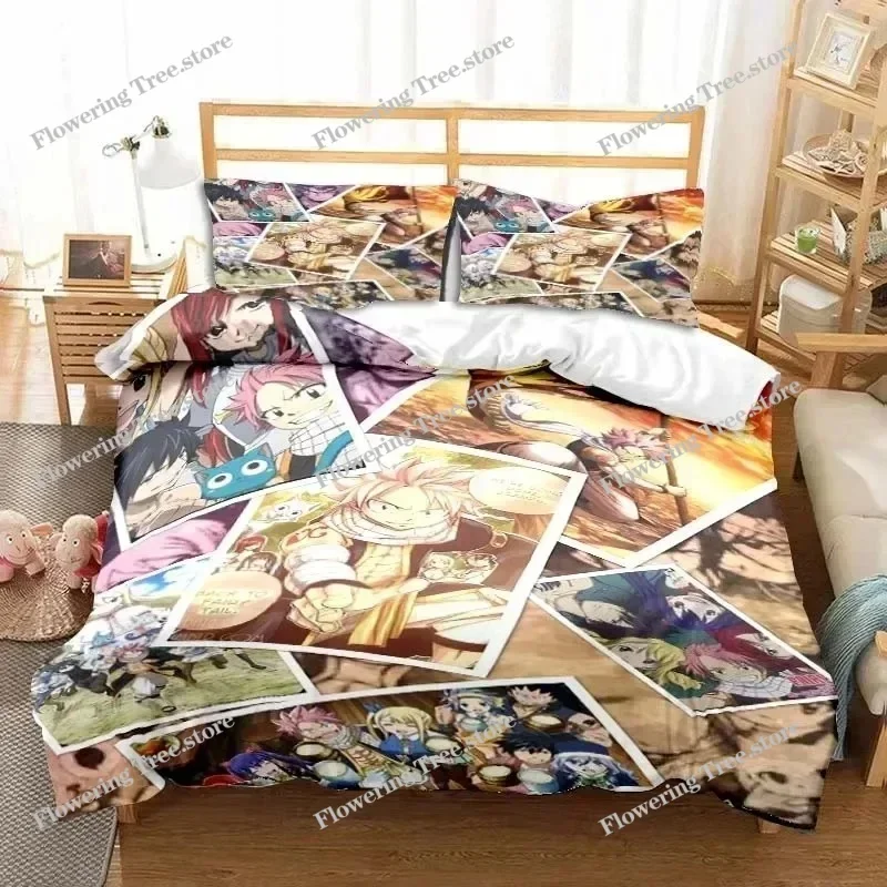 

Комплект постельного белья 3D Anime Fairy Tail, трехпредметный набор, пододеяльник для односпальной, двуспальной кровати, комплект пододеяльников размера Queen, для взрослых и мальчиков