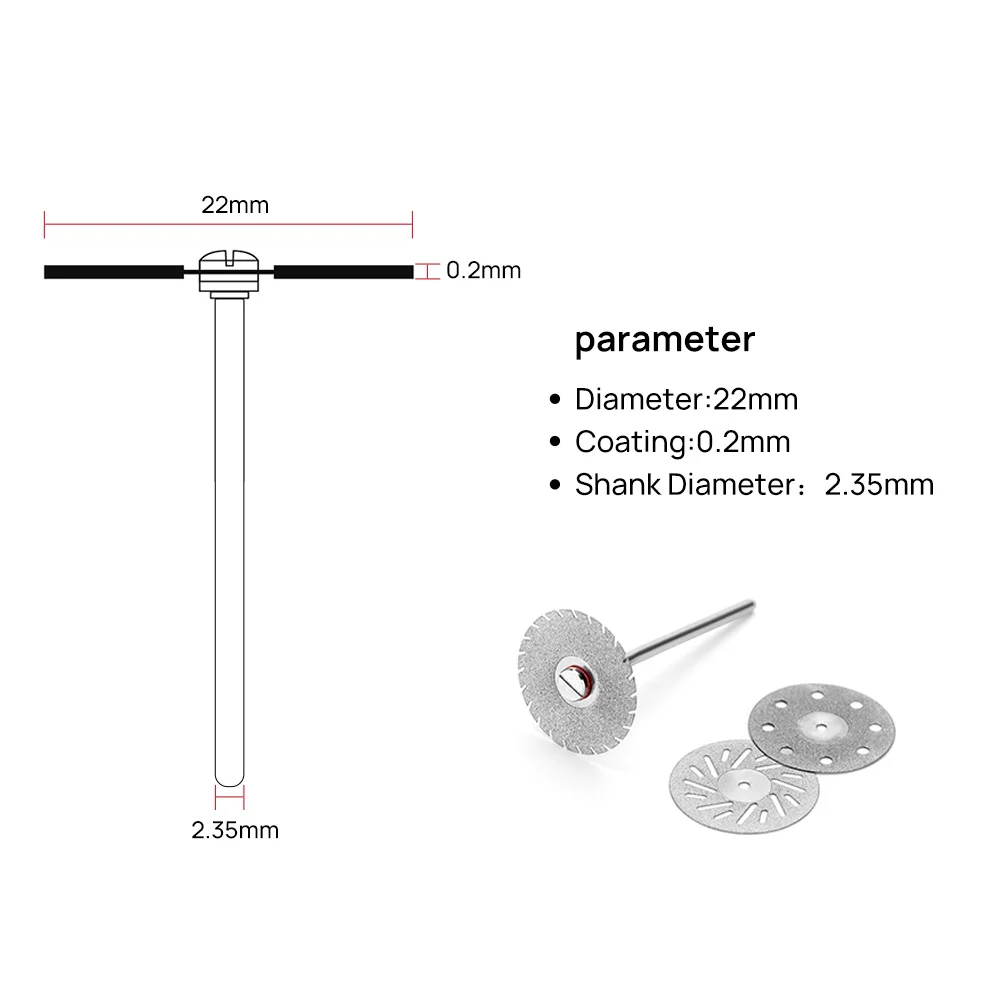 AZDENT 5 Pcs/Pack Dental Ultra-thin Double Sided Sand Porcelain Diamond Cutting Disc Mandrel Diamond Dentistry Polishing Tools