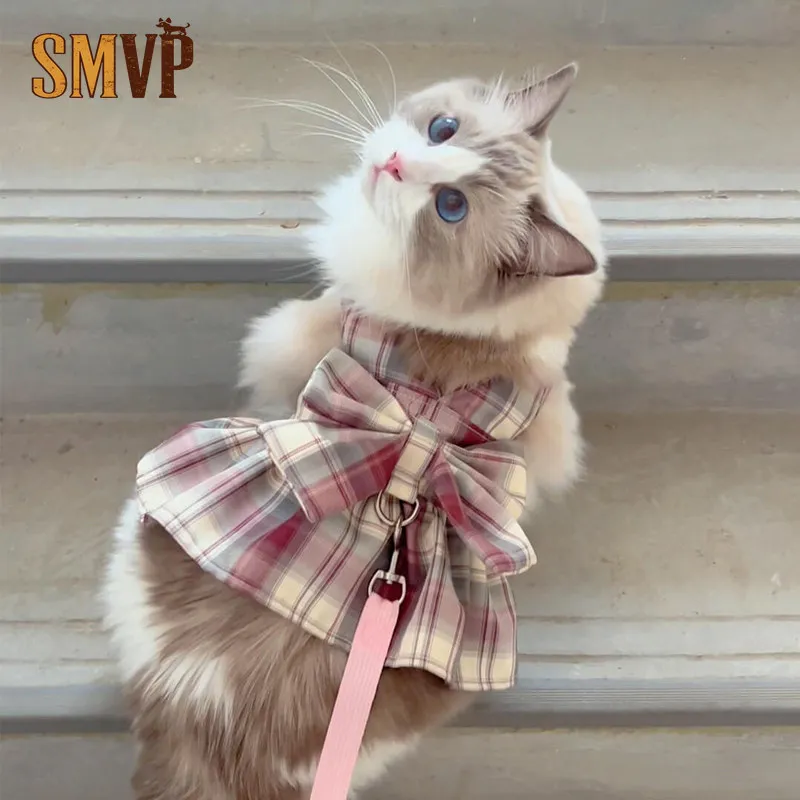 

Cat Skirt Summer Towable Puppet Blue Cat Gold Gradient Suspender JK Skirt Pet Dog Dress Princess Style Cat Dress