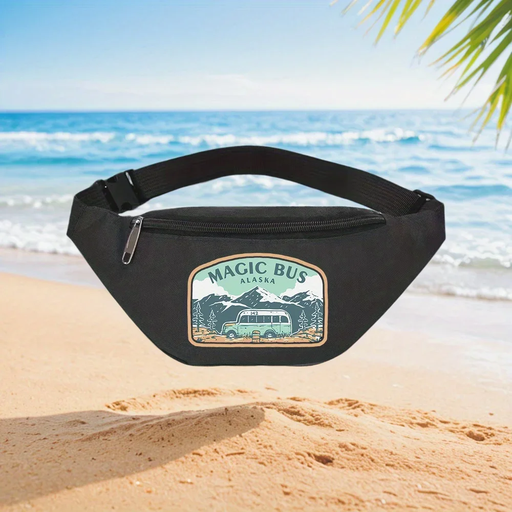 Alaska Magic Bus Adventure Waist Backpack Crossbody Chest Bag Street Casual Sporty Fashionable Simple Unique Printed Design