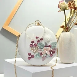 New Women's Bag Flower Small Round Bag Fashionable Women's Shoulder Bag New Small Bag Wholesale Manufacturer