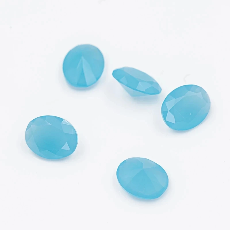 Size 2x3~13x18mm Oval Shape Glass Stone White Green Sea Blue Red Synthetic Gemstone Beads