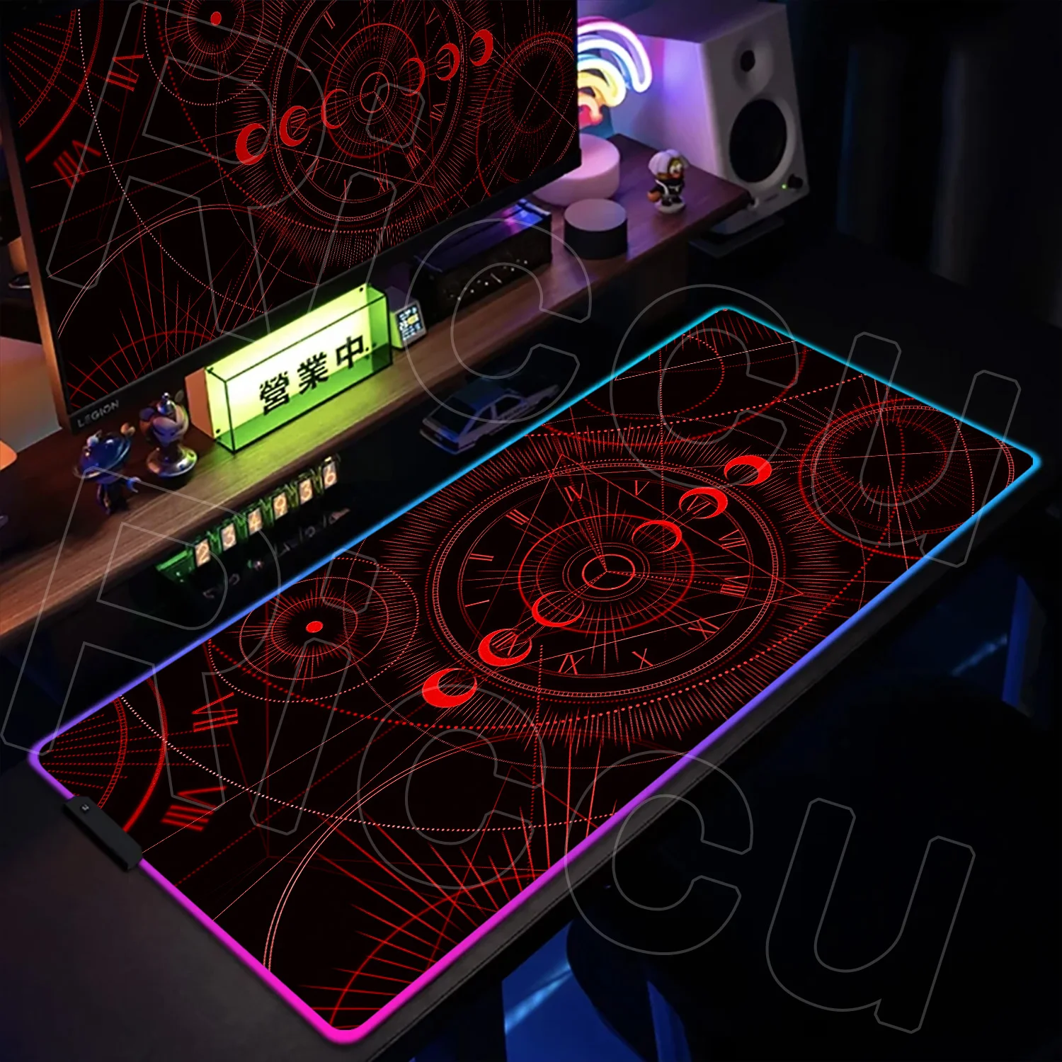 RGB XXL HD printing Desk mat Gaming Tarot Time Astrology Rubber Mousepad Cartoon Celestial Moon
