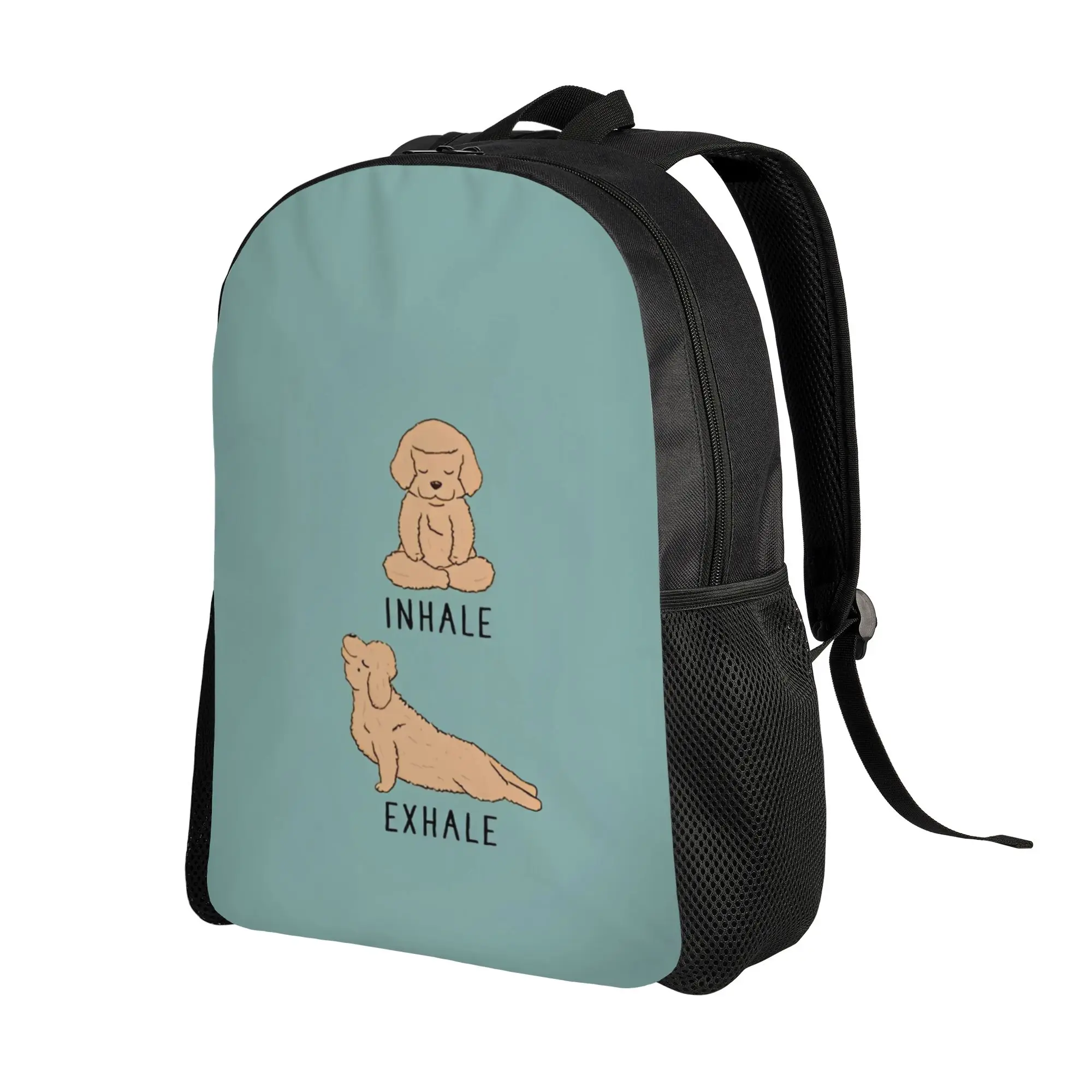 Back to school season Fashion Inhale Exhale Goldendoodle Doodle Dog Yoga Bookbag  Male Lady Backpack