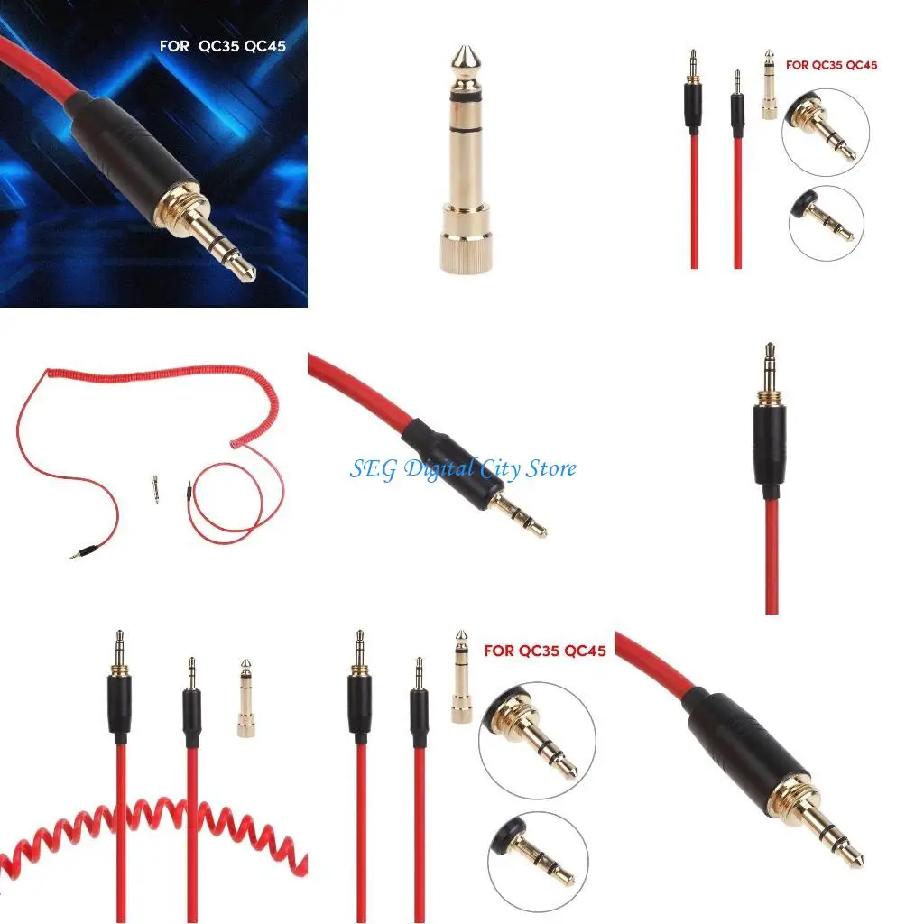 

U75B Quality Spring Earphone Wire for QC35 QC45 Headphone Cable with 6.35mm Adapter