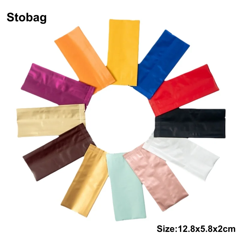 

StoBag 100 шт., цветная упаковочная сумка из алюминиевой фольги, вакуумная термосварка для хранения кофе, чая, порошка, пластиковые пакеты, портативные