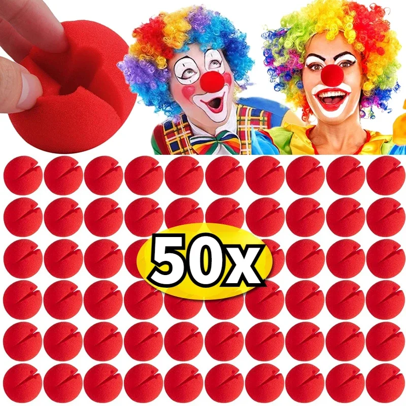 50/5PCS Red Funny Clown Nose Foam Sponge Ball Nose Cosplay Costume Props Circus Performance Halloween Party Decor Supplies