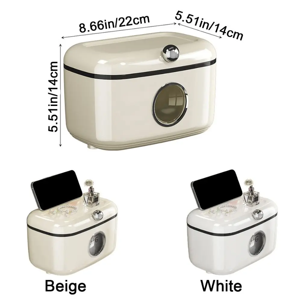 Plastic Toilet Tissue Box Cream Color Wall-mounted Napkin Box Waterproof Large Capacity Paper Roll Organizer for Home