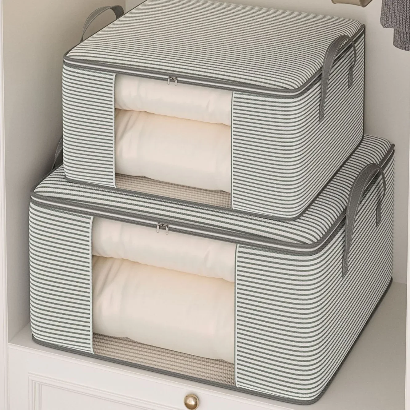 Thickened 120g Cloth Visual Storage Bag Large Capacity Clothes Quilt Home Use Packing Organizer Bag Non-Woven Fabric Box Shape