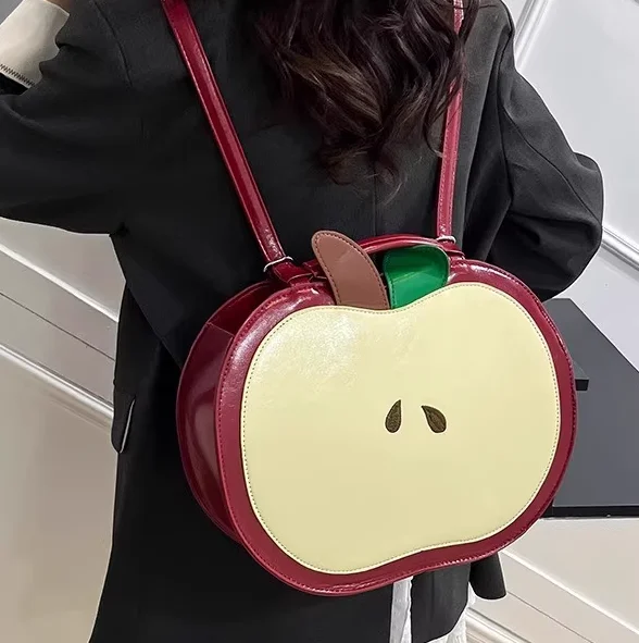 

JIAERDI милые сумки на плечо с желтым яблоком, женские лоскутные кожаные сумки через плечо большой вместимости, женский химерный креативный рюкзак